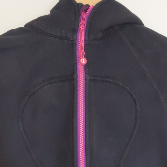 Lululemon Scuba Hoodie black with pink zipper - Picture 3 of 5